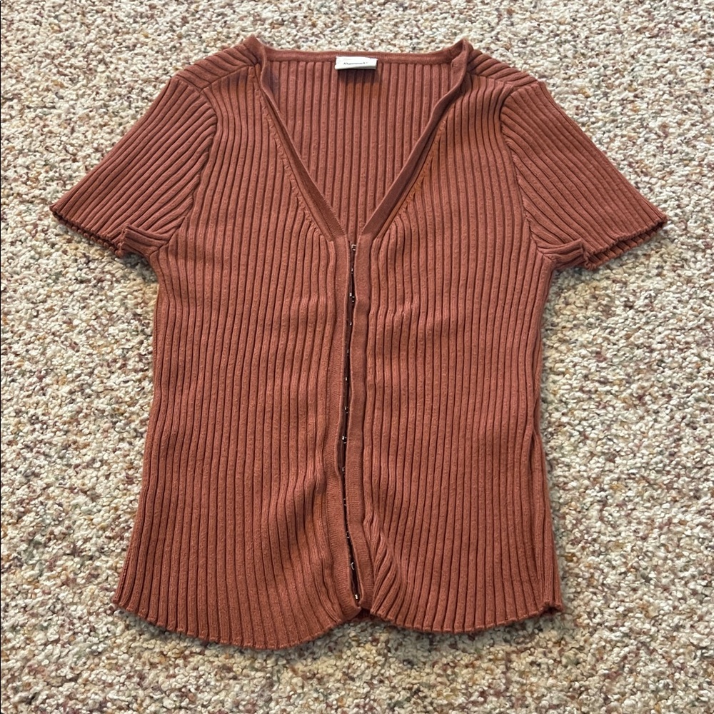 Abercrombie Ribbed Brown Short Sleeve Top